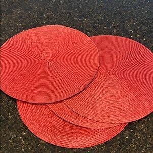 Set of Red Round Placemats